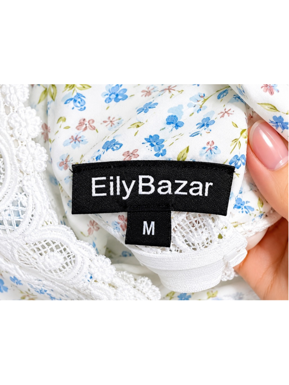 EilyBazar Floral Lace Maxi Dress Size Medium Cottagecore Boho Sleeveless White B - Picture 9 of 10